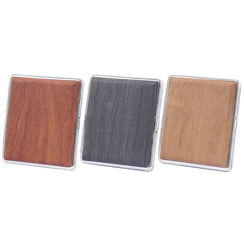 

Colorful PU Leather Wood Grain Cigarette Case Holder Dry Herb Tobacco Storage Cover Box Portable Metal Innovative Protective Shell Smoking Stash Cases