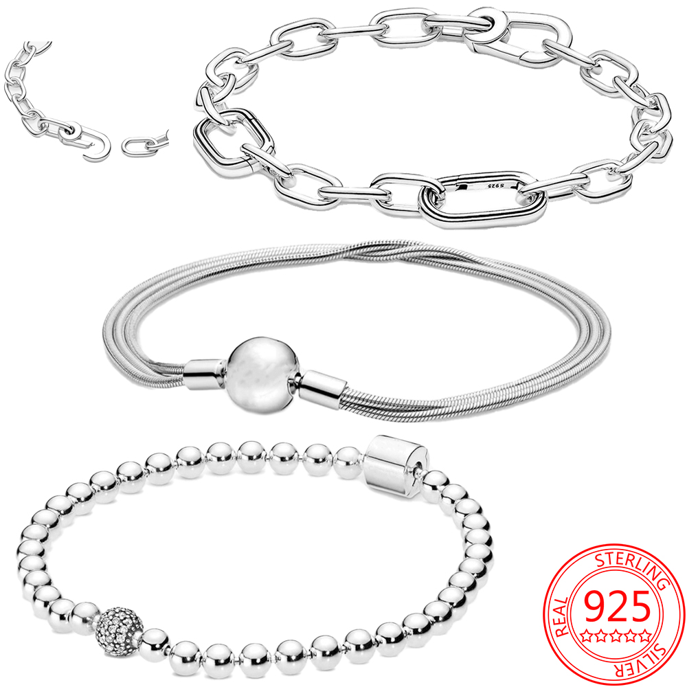 

new popular 925 sterling silver romantic beaded bracelet fashion pandora safety buckle bracelet valentines day basic bracelet gift