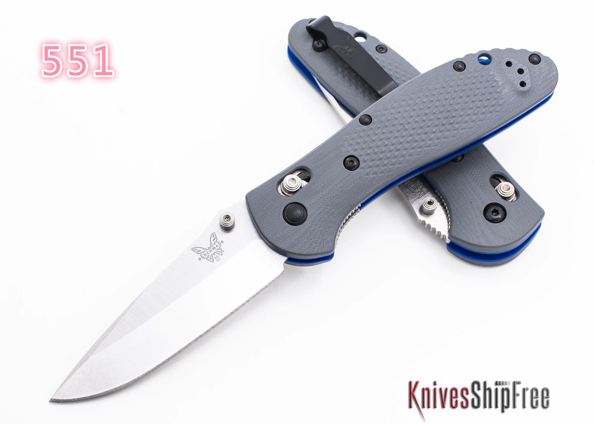 

Tactical Knife Mel Pardue EDC Benchmade 551 Griptilian AXIS Folding Knife 3.45" S30V Satin Drop Point Plain Blade Grey Noryl GTX Handles - 551