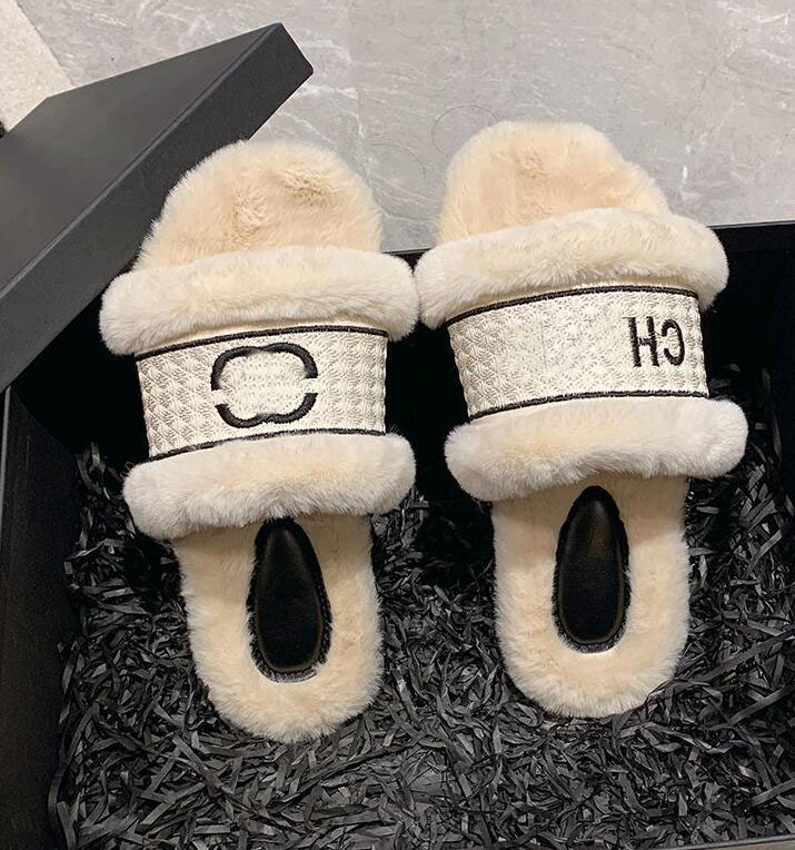 

RIPNDIPP Platform Flats Designer Shoes Winter Indoor Fur Slippers House chaeel Letter Embroidery Full Furry Soft Fluffy Plush Heel Non Slip Luxury Casual Ladies, Chocolate