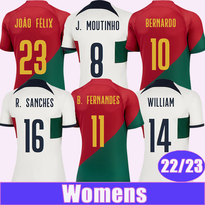 

22 23 JOAO FELIX BERNARDO Womens Soccer Jerseys National Team PEPE B. FERNANDES J. MOUTINHO WILLIAM Home Away Football Shirt Uniforms, Nv10186 22 23 home no patch