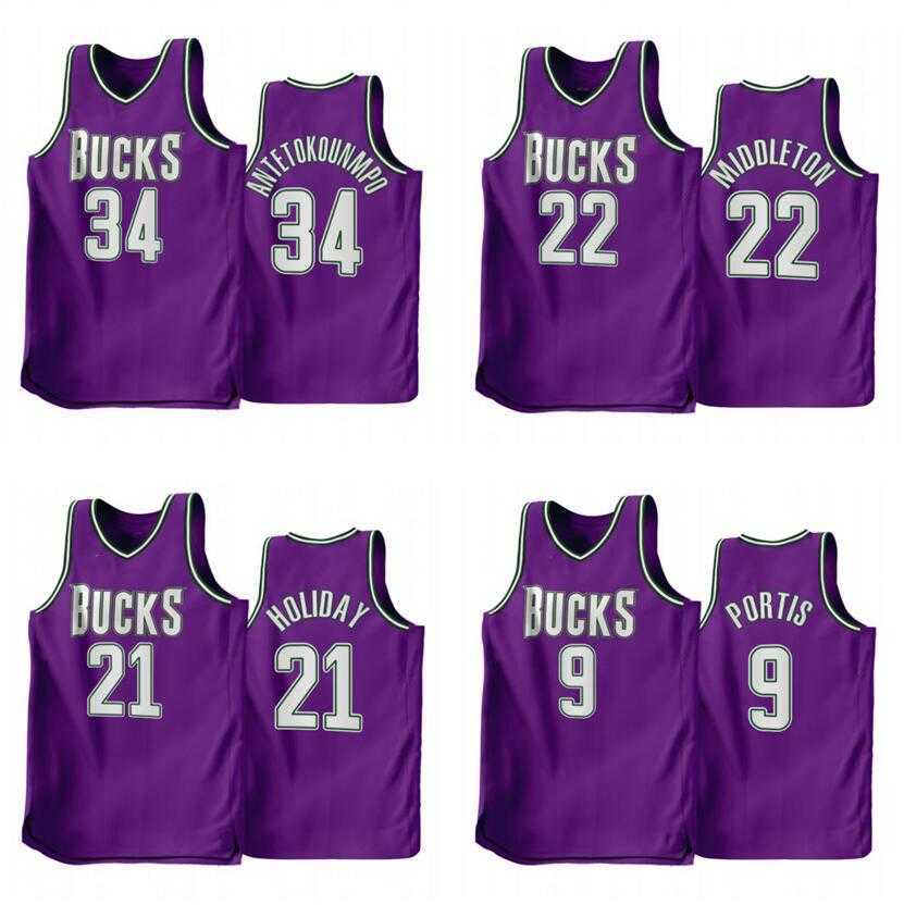 

Basketball Jersey Giannis Antetokounmpo Khris Middleton Jrue Holiday Bobby Portis 2022-23 new season Men Youth city jerseys in stock Purple, With logo