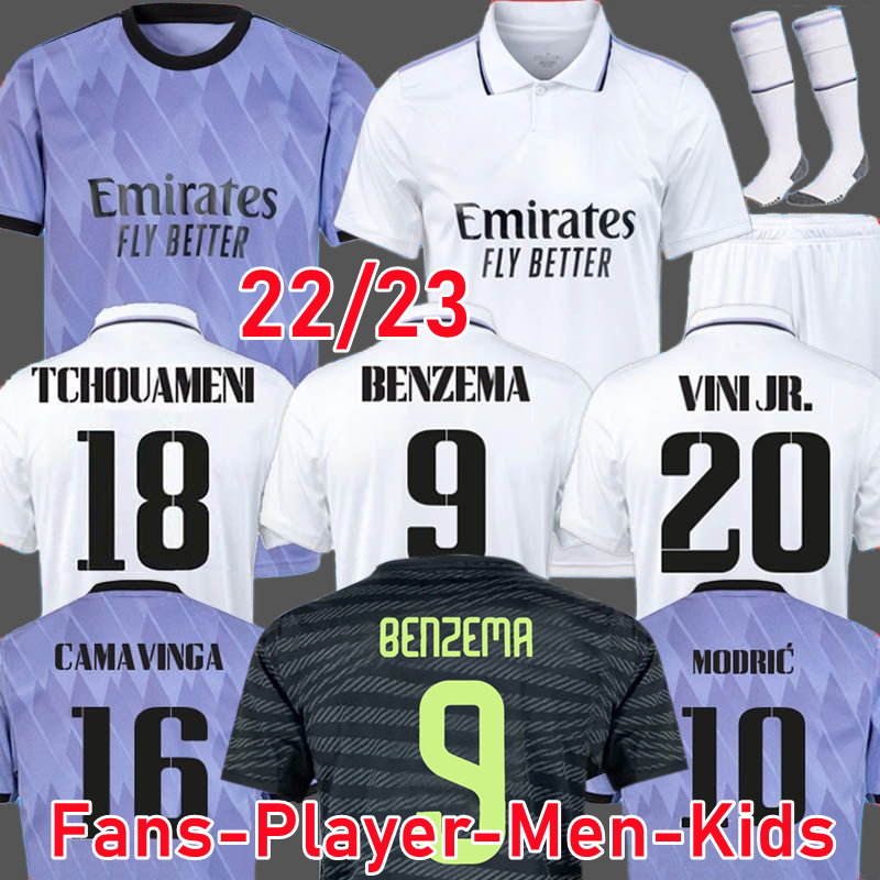 

Jersey Real Madrid 2022 BENZEMA Final soccer 22 23 football shirt CAMAVINGA VINI JR ALABA REAL MADRID SHAZARD ASENSIO MODRIC MARCELO camiseta men kids kit uniforms, 22/23 third player+ucl