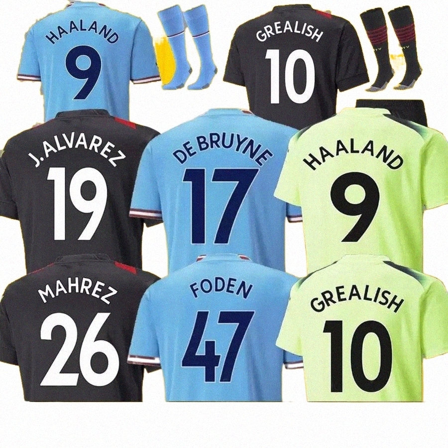 

22 23 CITIES HAALAND PHILLIPS soccer jersey DE BRUYNE Manchesters Citys STERLING G. JESUS FERRAN MAHREZ foden football shirt uniforms For Men, 22 23 away kids