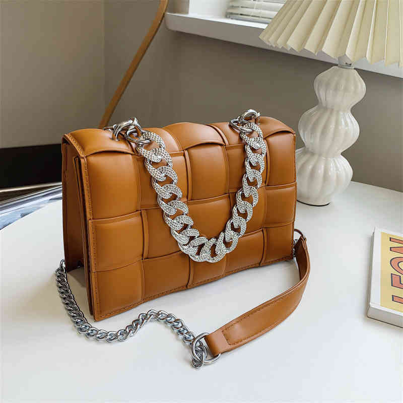 

Luxurys Handbags Bottegas Women's Venetas Bags2022 Bag Fashion Woven Small Square Bag Chain Diagonal Cross Bag Portable Lady, Black