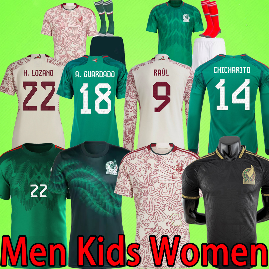 

World Cup 2022 Mexico soccer jerseys H.LOZANO CHICHARITO 2022-23 player version 2023 Camisetas de futbol men kids kit football shirt women, 2022 pre-match