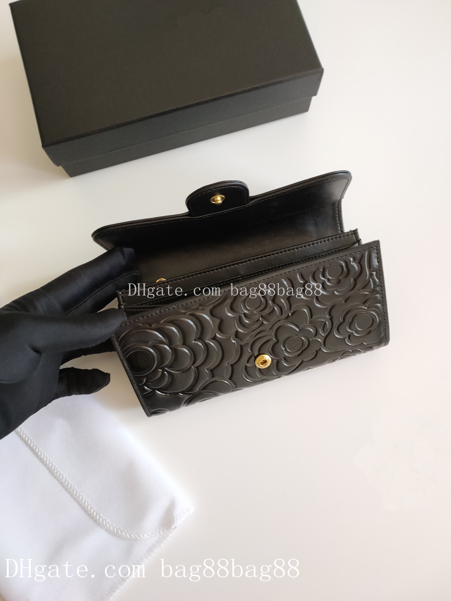 Classique Tri-Fold Dames Véritable Portefeuille En Cuir Long Designer Portefeuille nouveau fourre-tout bourse Femmes mode rabat Or 2609 camélia