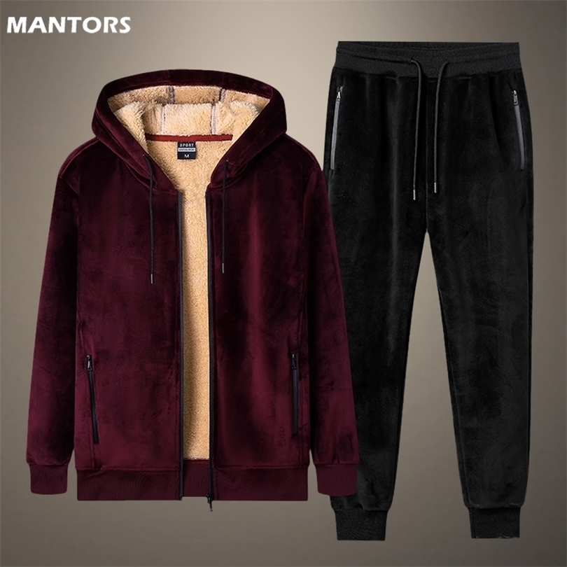 

Mens Tracksuits Gold Velour Sport Suit Men Tracksuit Set Winter Sportsuit Thermal Hoodies Fleece Tracksuit Windproof Gym Sportswear 5XL 220927, 888red