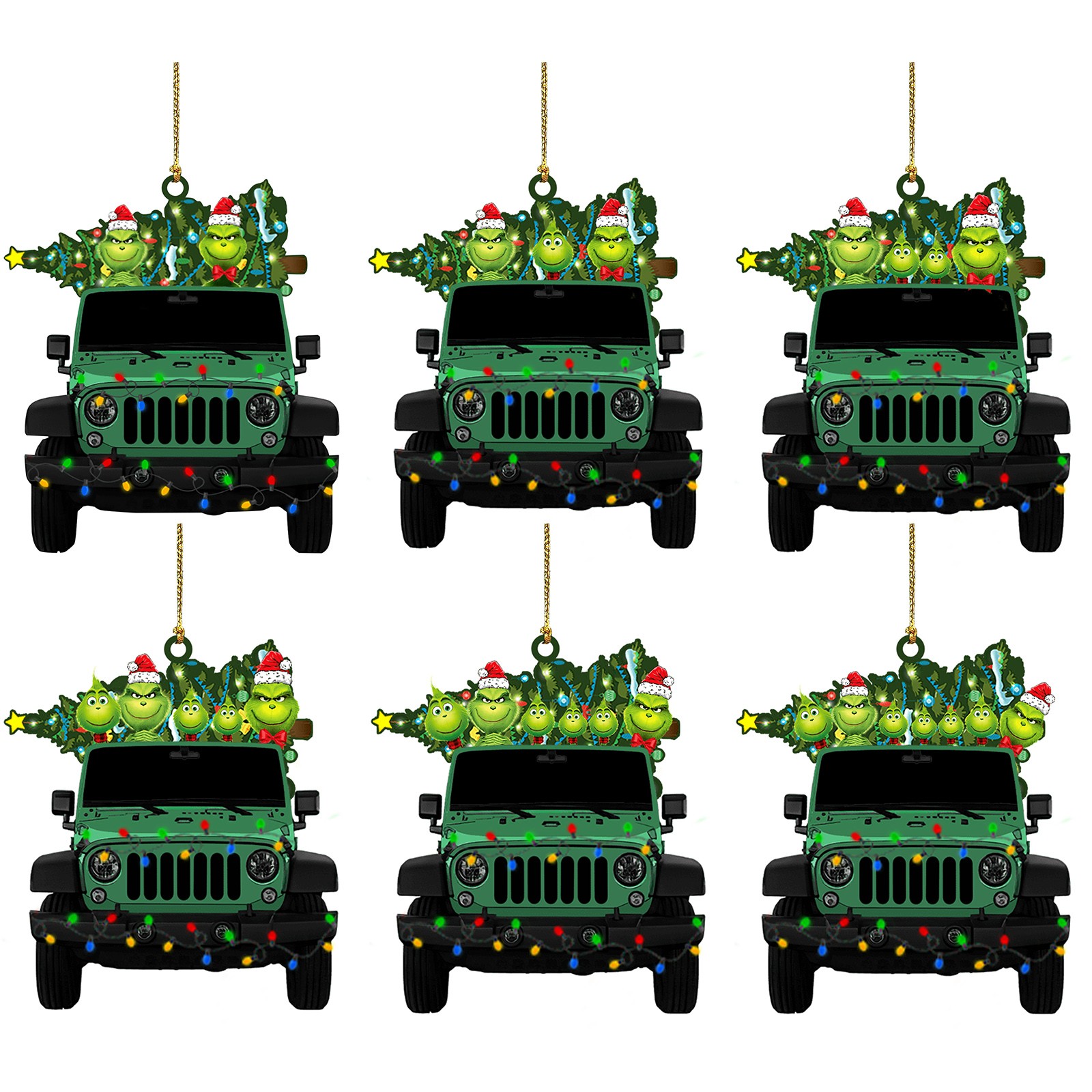 

Christmas Tree Grinch Pendant Acrylic Double Sided Printed 2022 Family Friends Holiday Atmosphere Decoration