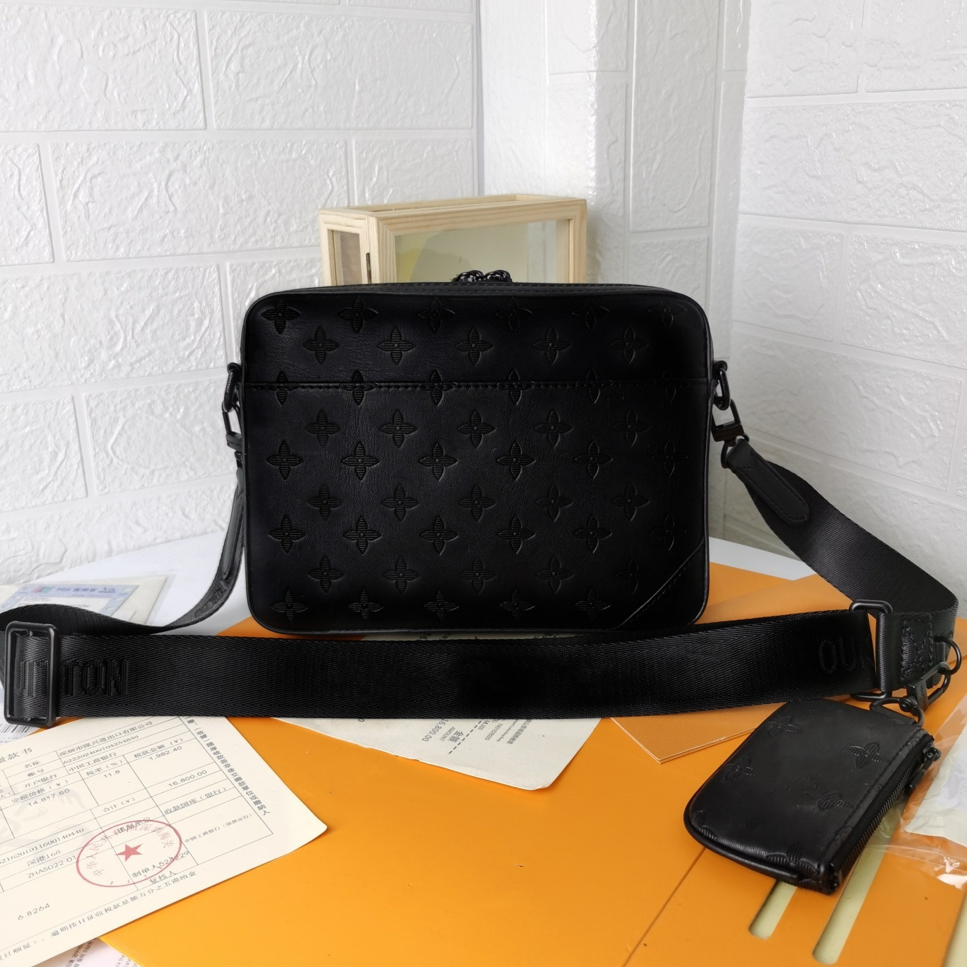 

Trio Messenger Bag Leather Men Crossbody Shoulder Bags Luxury Designer Double-Sided Color 3pcs Wallet Purse GGity YSLity louiseity LVs Viutonity, Blue/white flowers