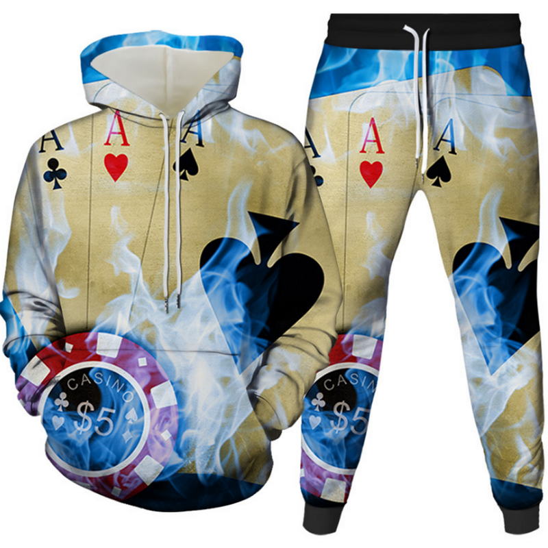 

MenPlus TeesLarge Size Tracksuit Men Autumn New Playing Card Digital