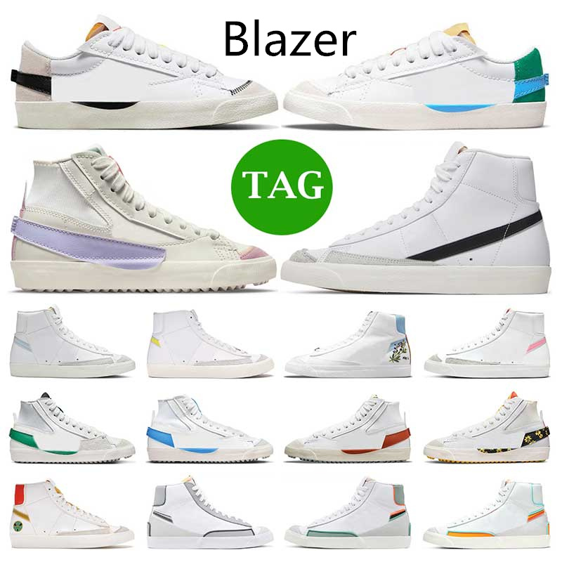 

Blazer Mid 77 Vintage White Black Men Shoes Fashion Blazers Jumbo Low Women Sneakers Celestine Blue Indigo Sunset Pulse Designer Outdoor, 12 40-45