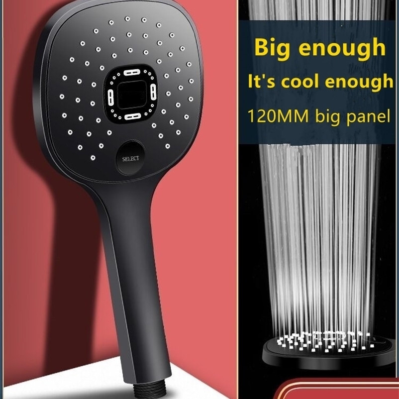Bathroom Shower Heads Shower Head Rainfall Bathroom 3 Modes ABS Round Chrome Water-Saving Nozzle G1/2 Bath Faucet Wall Mounted Adjustable Black S-image-1096139392