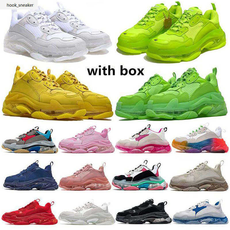 

Women Mens Casual Shoes Platform Trainers Designer Flat Sneakers Crystal Bottom 17W Balanciagas Triple S Sneaker 36-45 Vintage Dad, Colour 1