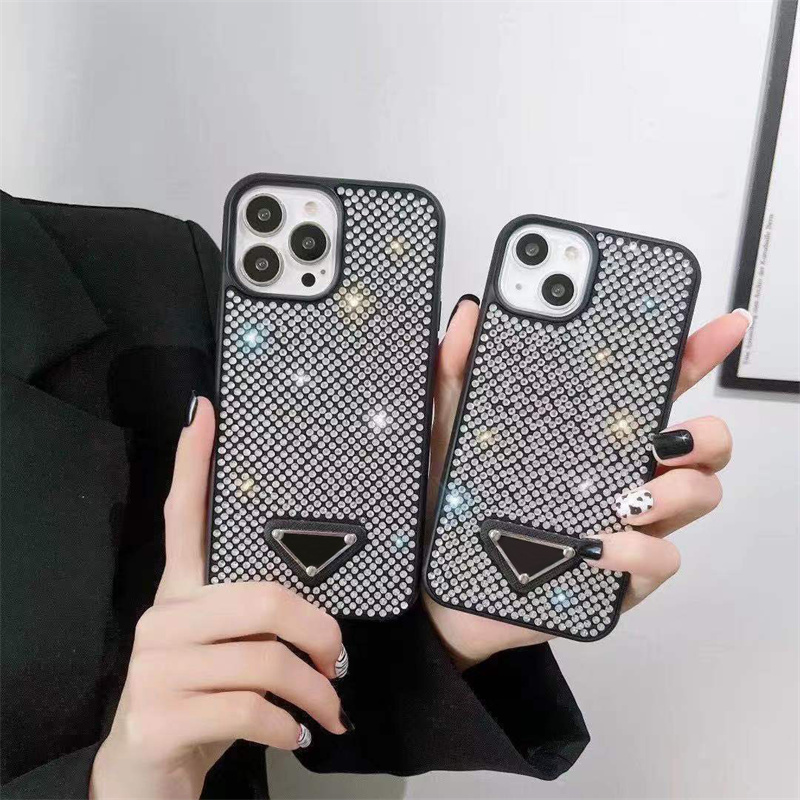 

Fashion Designers Phone Cases Luxurys Glitter Bling iPhone Cover Sparkling Rhinestone Jewelled Phonecase For iPhone14 14Max 14Pro 14ProMax, Black