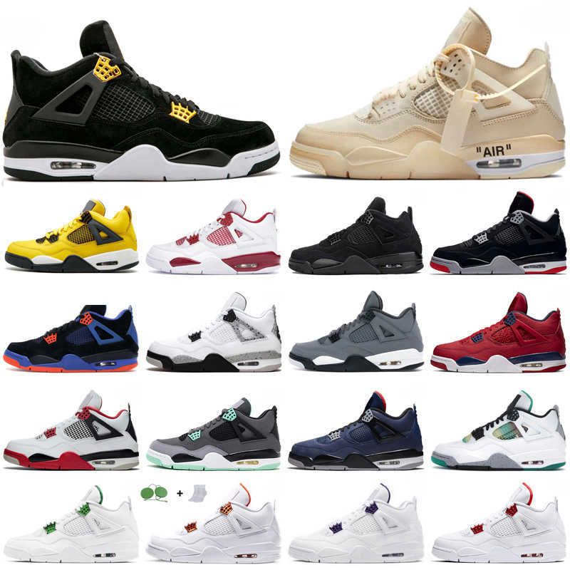 

Classic Basketball Shoes aj 4 4s Mens Zapatos top Obsidian Lightning UNC Fearless TURBO Backboard PHANTOM GYM Blue suitable Man Trainers, Sail