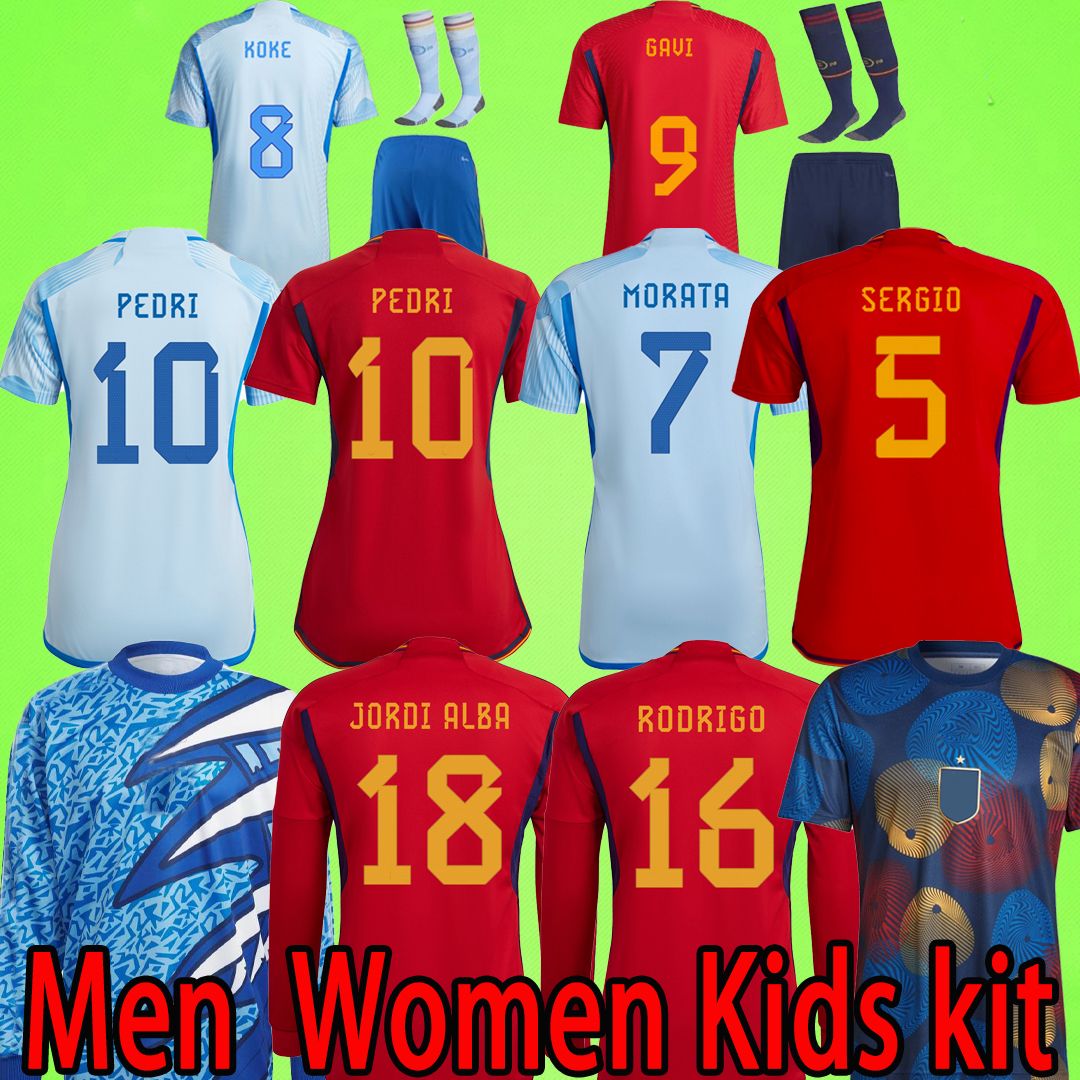 

2022 spain soccer jerseys Espana PEDRI FERRAN TORRES MORATA GAVI football shirt ANSU FATI KOKE AZPILICUETA baby women men kids kits long sleeve goalkeeper pre match, Kids kit 2022