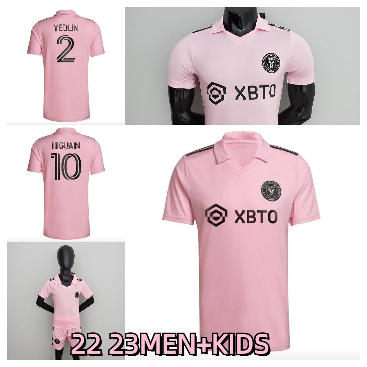 

2022 2023 MIAMI socer jerseys boys sets MOTA YEDLIN HOME pink 22 23 BECKHAM HIGUAIN MATUIDI CF Pizarro football shirts top kids kit