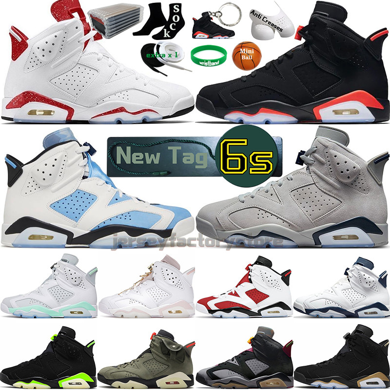 Mens Basketball Shoes 6 6s UNC Home Infrared Georgetown Bordeaux Red Oreo Carmine Midnight Navy Black Cat Green Mint Foam Men Sports Sneakers Tra