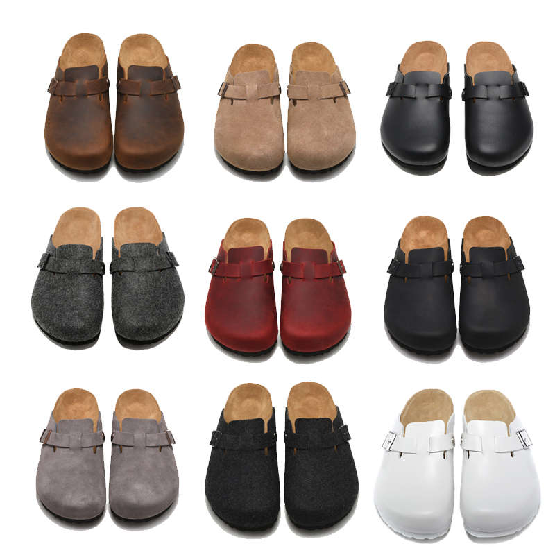 

Boston Sandals Slippers Designer Leather Bag Head Cork Men Women Lazy Shoes Buckle Strap Woody Slides Summer Clog Shoe, 1#