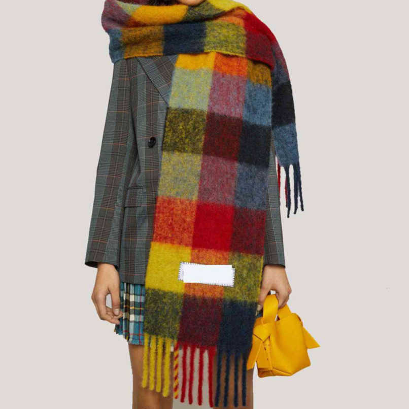 

Women Ac Fashion Men Scarf Luxury Scarves Imitation Cashmere Wraps Classic Students Rainbow Plaid Neckerchief Versatile Warm Bib Female Wrap Neckerchiefs 6f1m