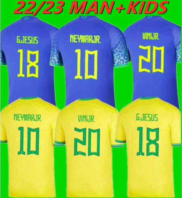 

Football Shirts 22 23 NEYMAR JR COUTINHO VINICIUS Soccer Jersey BrAZiLs National Team home away third 2022 2023 Camisa Brasil Kids Kit Footb 685