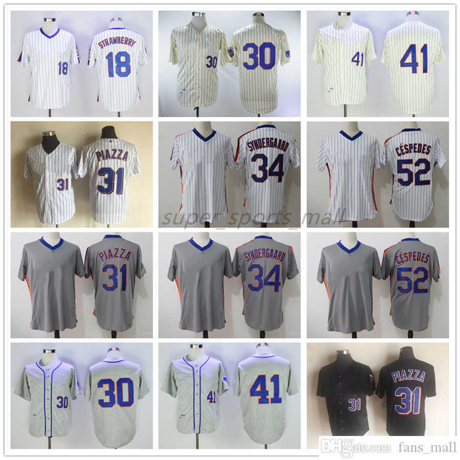 

Mitchell and Ness Baseball Jersey Vintage 52 Yoenis Cespedes 18 Darryl Strawberry 30 Michael Conforto 1969 31 Mike Piazza 41 Tom Seaver Jerseys, As picture