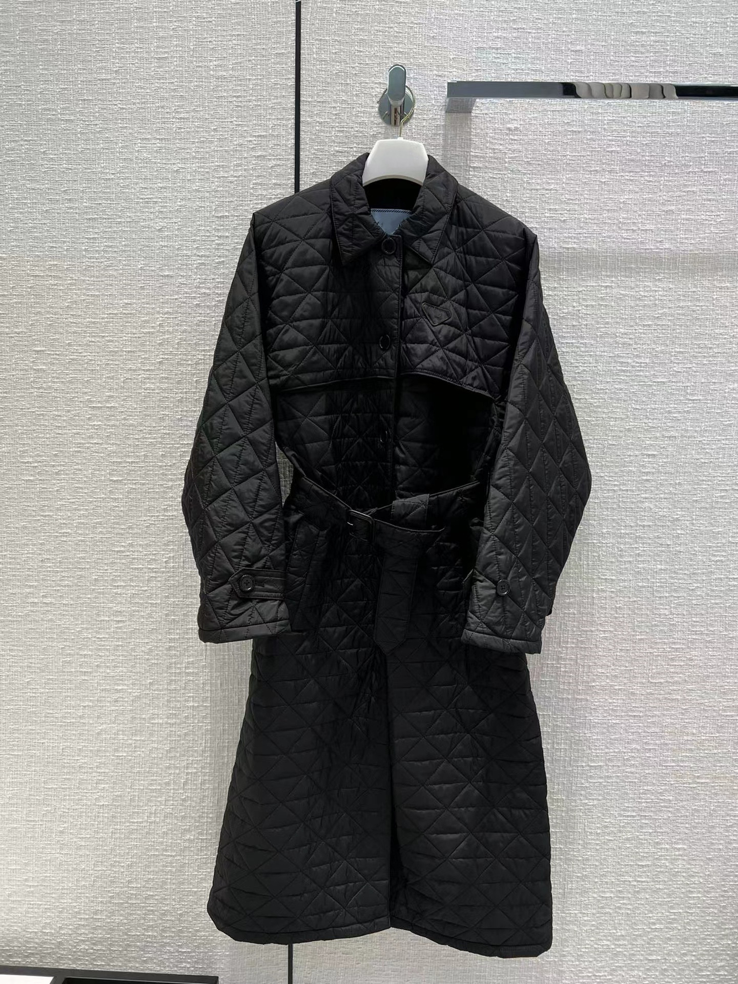 

Milan Runway Women' Trench Coats 2022 New Autumn Winter Lapel Neck Long Sleeve Panelled Designer Coats Brand Same Style Outerwear 0927-1, Black