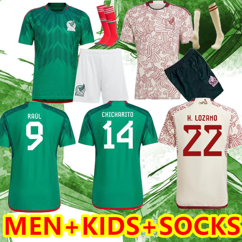 

2022 Mexico soccer jerseys H.LOZANO CHICHARITO RAUL LOZANO WORLD 22 23 CUP fans player version 2023 G DOS SANTOS OCHOA Camisetas de futbol men kids kit football shirt, 22 23 home patch