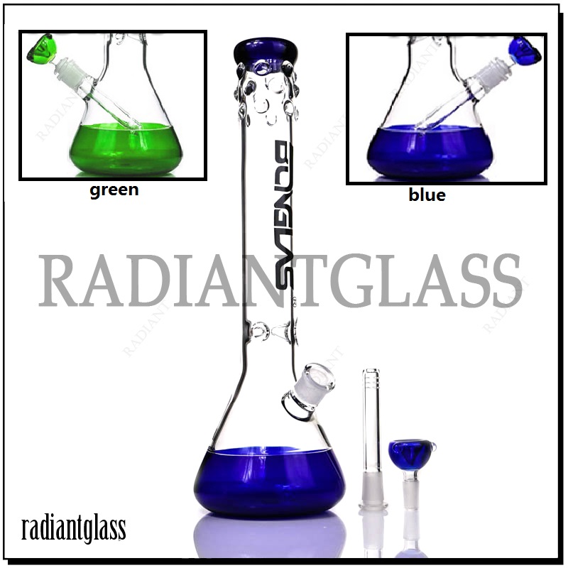 

16" Beaker bong hookahs with logo green base grace water pipe catcher 14-18mm accessory