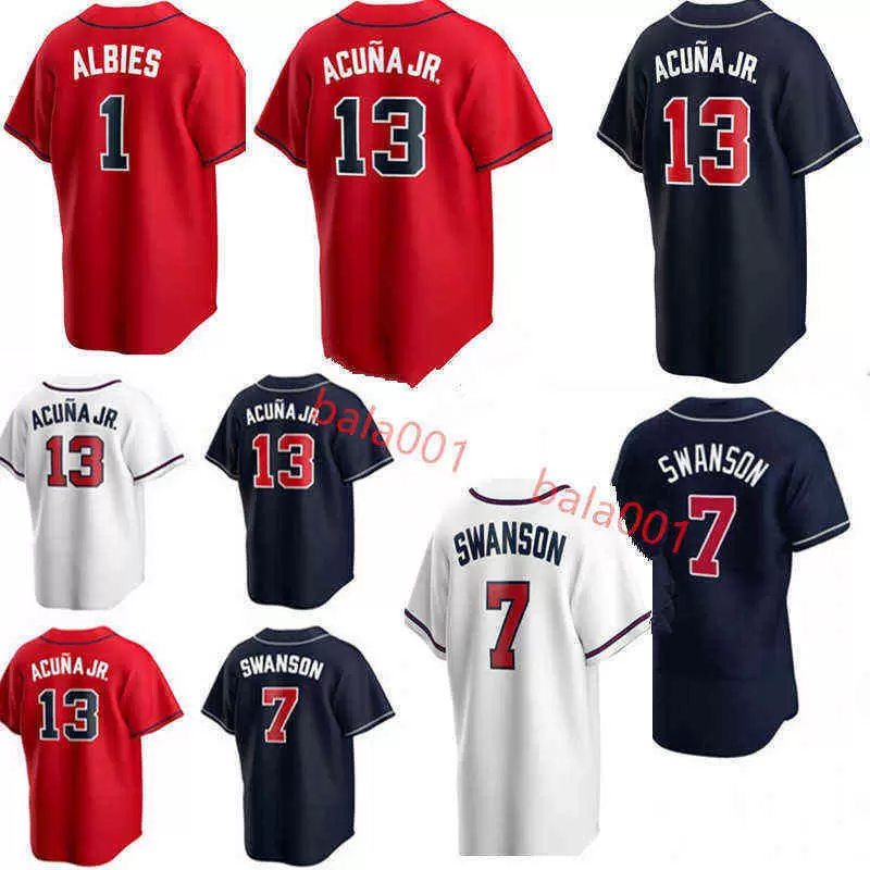 

baseball 2022 Atlanta Baseball jerseys 13 Ronald Acuna Jr. 27 Austin Riley Braves mens white all Stitched, As