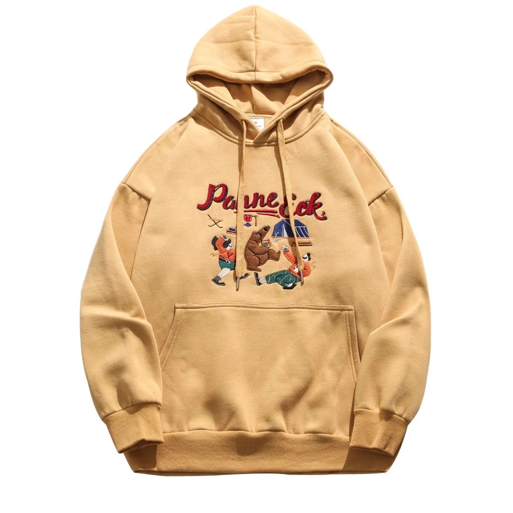 

Embroidery Bear Fleece Sweatshirts Hoodies Streetwar 2022 Mens Harajuku Hip Hop Casual Pullover Hooded Fashion Tops, Blue