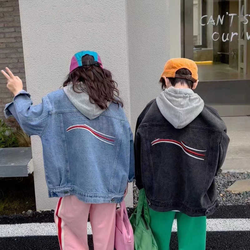 Luxury designer kids children Paris Denim Jacket boys girls 2022 Winter autumn Oversize BB Jean Jackets Long Sleeve hooded coat Outerwear Fall Lo