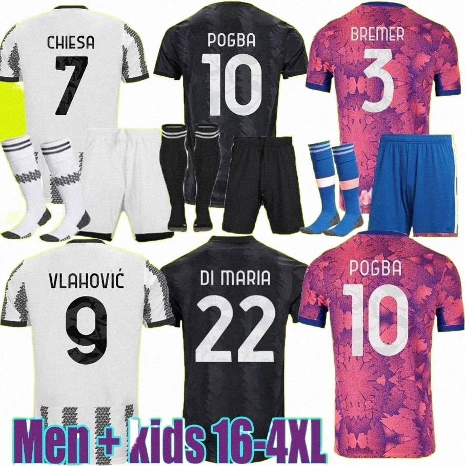 

22 23 DI MARIA JUVE soccer jersey VLAHOVIC POGBA LOCATELLI CHIESA McKENNIE ARTHUR BONUCCI CUADRADO Juventus football shirt Men Kids, Kit