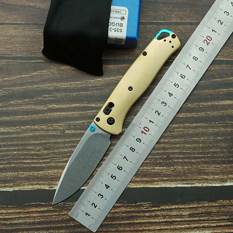 

New 535-3 Folding Knife Mark S90V Blade Brass/Carbon Fiber Handle Outdoor Camping Survival Kitchen EDC Tool 3400 9400 15080 535 781 710 810 550 551 940