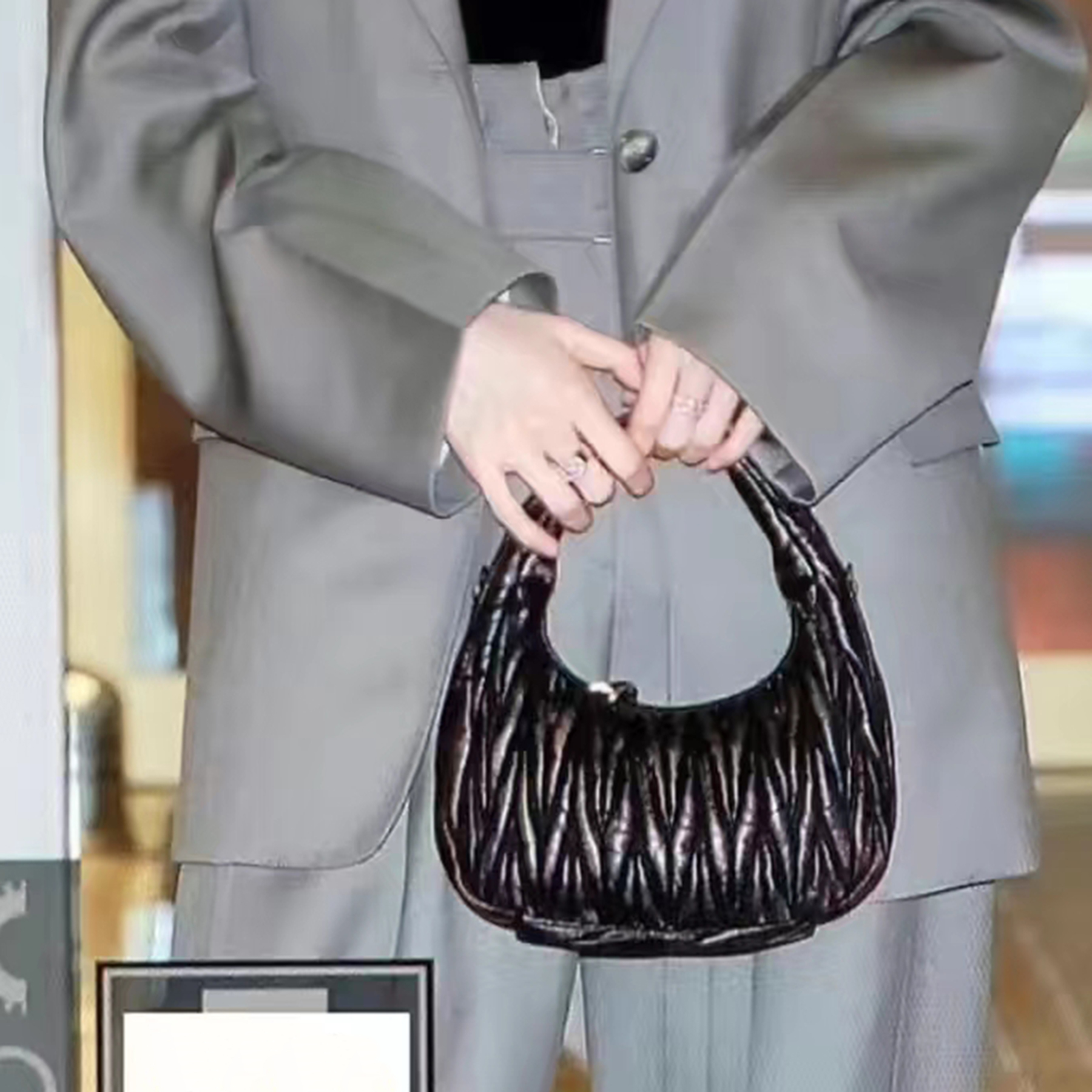 

Miu Wander Matelasse Satin Mini Hobo Bag Designer Handbag Gold-tone Hardware Leather Tote Hobo Silhouette Women Zipper Closure Crossbody Shoulder Bags Wallet, I need see other product