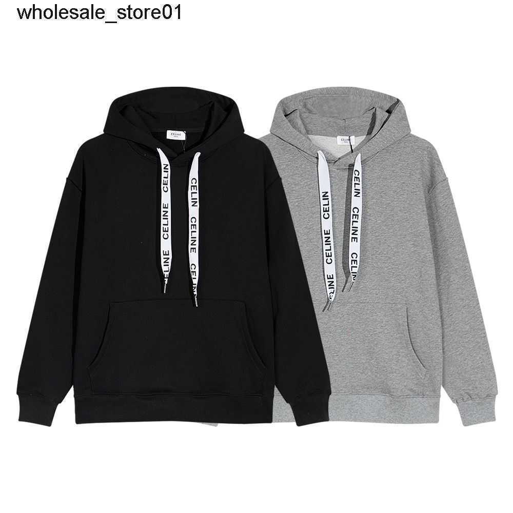 

Men's Hoodies designer Sweatshirts quality Celins autumn new Hoodie pure color fashion brand Hoodie for men women, Black