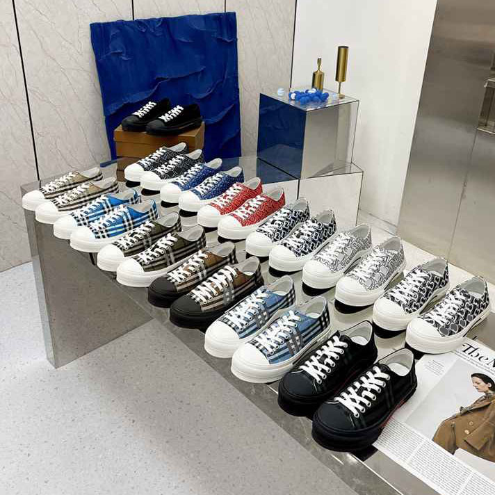

Designer Sneakers Clattice Striped Shoes Men Women Trainers Luxuy Vintage Sneaker Leather Platform Shoe With Box