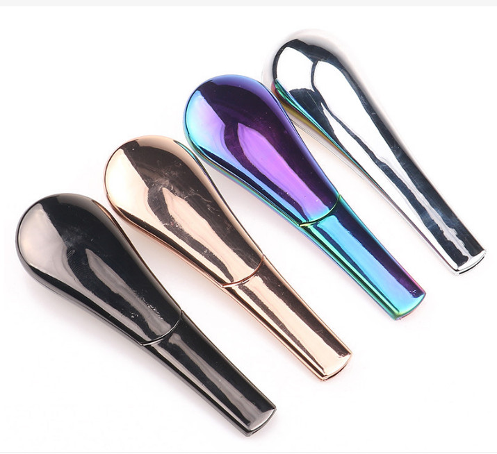 

Zinc alloy spoon Smoking pipe metal soup spoon pipe smoke iron pipe dazzling ice blue pipes gift box Bubbler