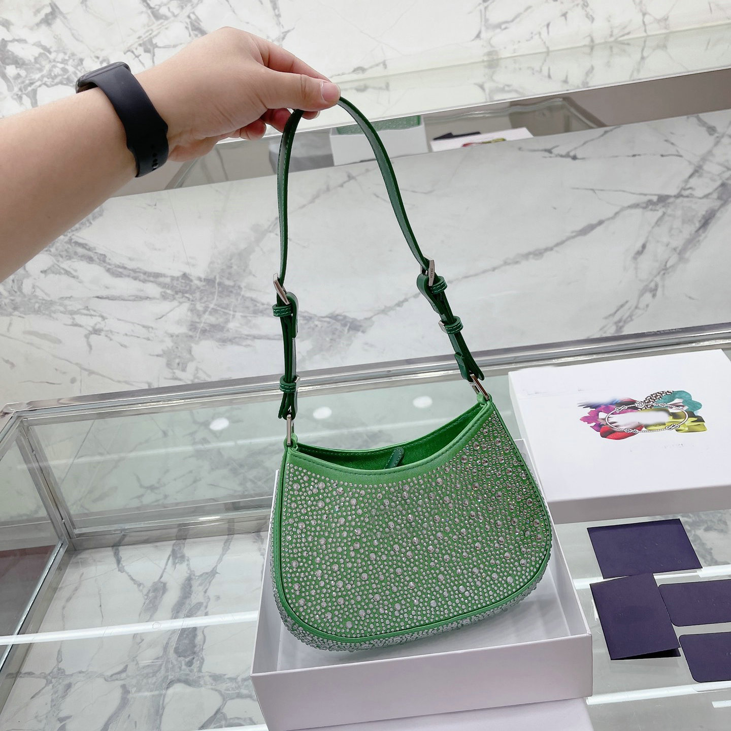 

Women's Rhinestone Bags Luxury Designer Top-handle Handbags Ladies Crystal Shoulder Bags Tote Zipper Purse Crossbody Designers, Box single shot can not be sent