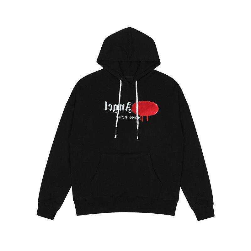 

2022 Fashion Brand Hoodie Autumn And Winter High Street Men And Women Spray Graffiti Sweatshirts Black And Red, Black and yellow thin style