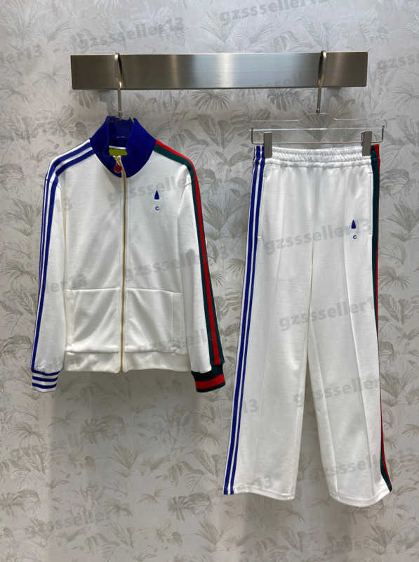 

Designer Womens Tracksuit Letter Co-branded Casual Sports Suit Classic Web-paneled Stand-up Zip Jacket With Embroidered Straight-leg Pants Two Piece Sets 0912, 19