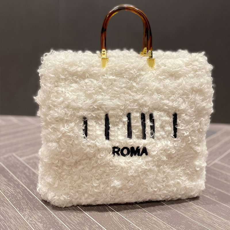 

handbag Evening bag 35cm Woolen Sunshine Tote Bag Lambwool Women Shop Woman Handbags Crossbody Shoulder s Soft Plush Quality Detachable Wide Leather, Just a box