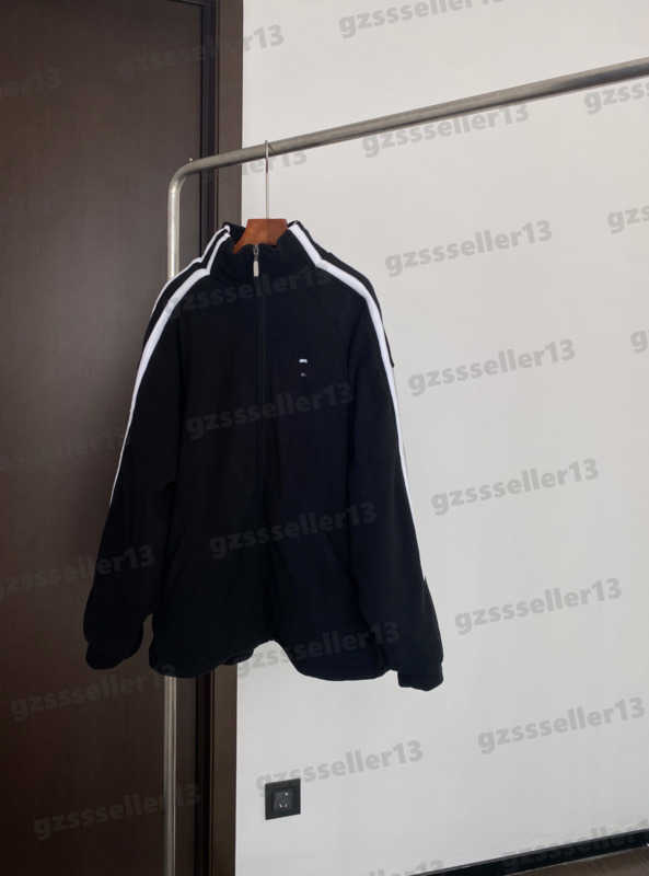 

Women Jackets Luxury Designer Embroidered Logo On Chest Jacket Stylish Striped Panel Zip Cardigan Fleece Loose Jacket 0912