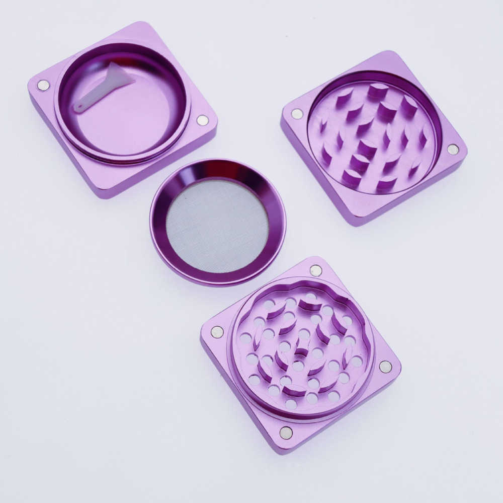 

Matte Sharp Stone Tobacco Grinders smoking accessories 60mm 4 parts herb Square grinder cnc teeth filter net dry herb 7 colors
