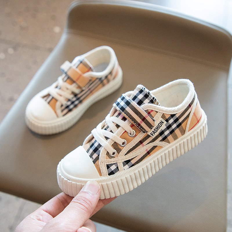 

Children Shoes Sport Breathable Boys Sneakers Kids Shoes for Girls Jeans Denim Casual Child Flat Canvas Shoes Size 26-37, Plaid