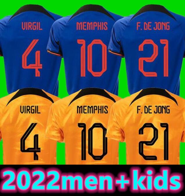 

Netherlandses MEMPHIS soccer jersey 2022 DE JONG Holland DE LIGT WIJNALDUM VAN DIJK 222 23 football shirt Adult men kids kit DUMFRIES, Home