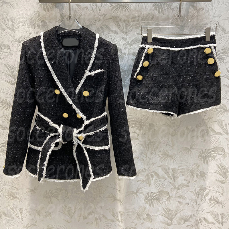 

Vintage Womens Blazer Coat Shorts Set Back Long Sleeve Blazers INS Fashion Street Style Shorts, Black with label #