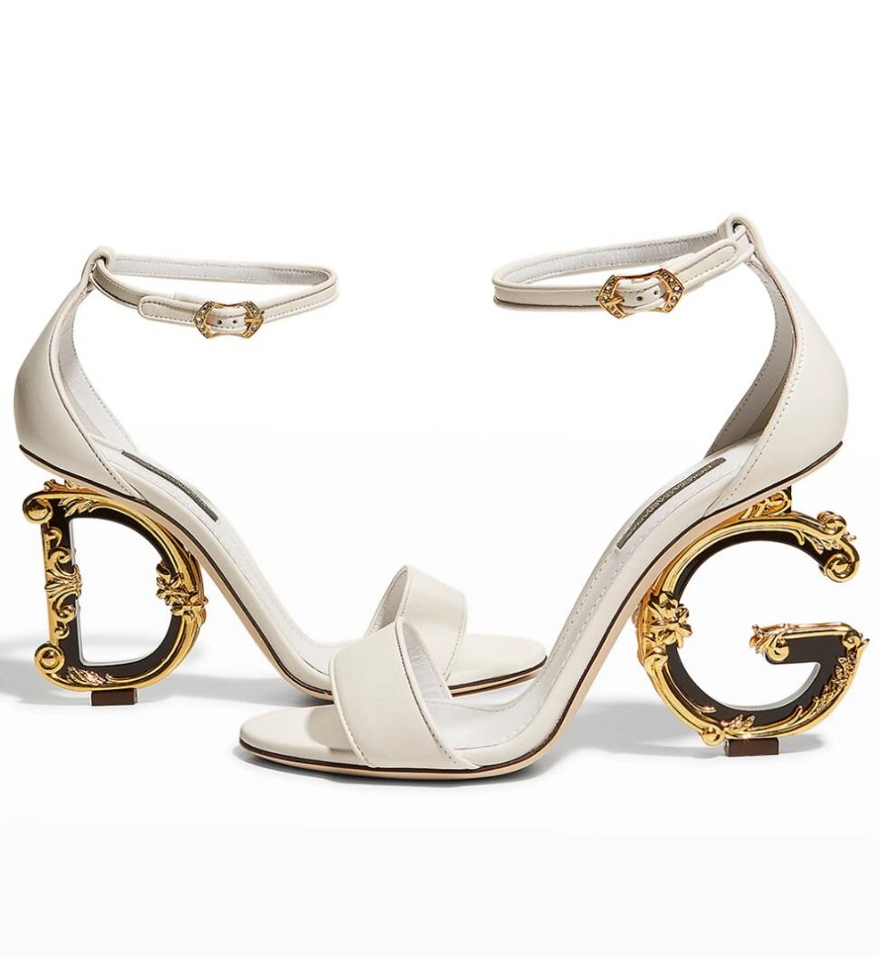 

Top Luxury Keira Women Sandal Shoes Women Golden Baroque DShaped Heels Gold-plated Carbon Party Wedding Dress Sexy Pumps EU35-43, 56