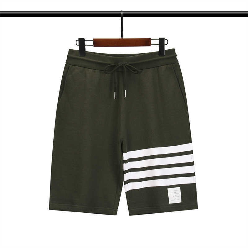 

New Tb Browin Shorts Brand Thom Summer Pants Classic Cotton 4-bar Stripe Light Grey Shorptants Sport Casual Harajuku, Black